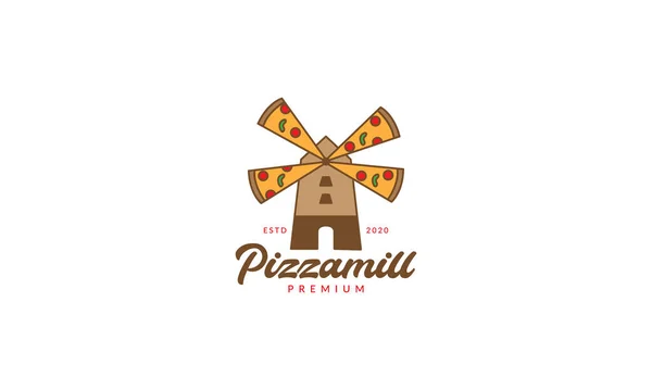 Moulin Vent Avec Logo Pizza Icône Vectorielle Design — Image vectorielle