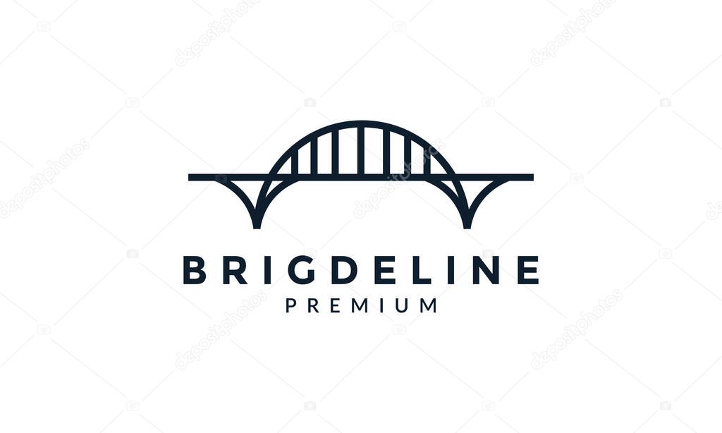 Giant bridge line art outline simple logo vector icon design
