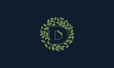 Yaprak yeşili bahçe desenli D harfi logo vektör ikonu tasarımı 