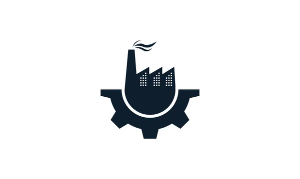 Usine Silhouette Engrenage Services Industrie Logo Vectoriel Icône Conception — Image vectorielle