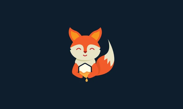 Animal Mammals Fox Cute Honey Logo Icon Vector Design — Stock Vector