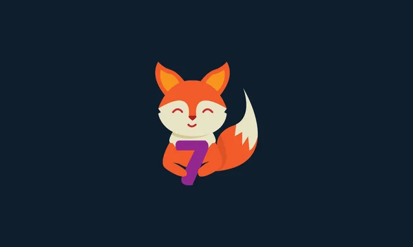 Animal Fox Cute Number Vector — Stock Vector