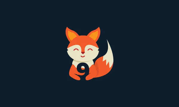 Animal Fox Cute Number Vector — Stock Vector