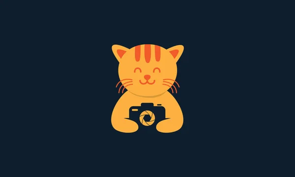 Animale Domestico Gatto Gattino Carino Con Fotocamera Fotografia Logo Icona — Vettoriale Stock