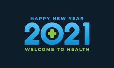 soyut mutlu yeni yıl 2021 çapraz sağlık tasarım vektörü illüstrasyonuyla