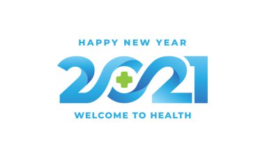 Yeni yılınız kutlu olsun 2021 soyut tıbbi sağlık tasarım vektörü illüstrasyonu