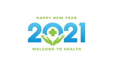 Tıbbi sağlık umut tasarım vektörü illüstrasyonuyla 2021 yılınız kutlu olsun.