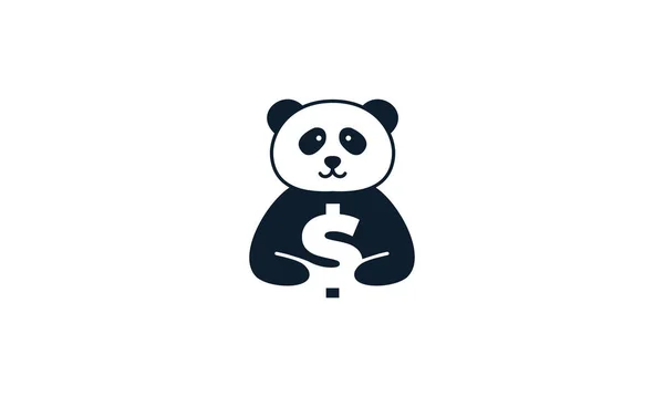 Animal Panda Feliz Lindo Con Dinero Logo Vector Icono Diseño — Archivo Imágenes Vectoriales