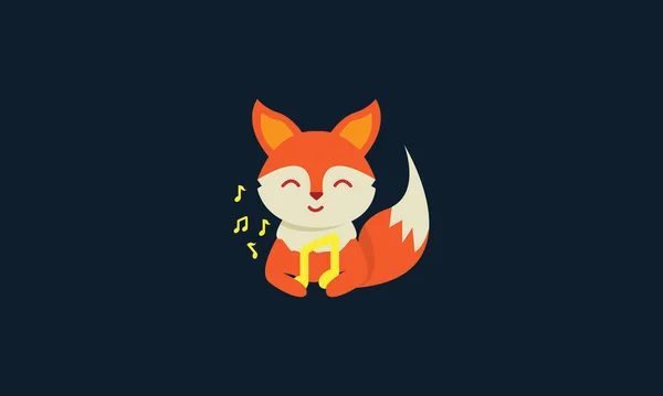 Animal Fox Note Music Cute Logo Vector Icon Design — Stock Vector
