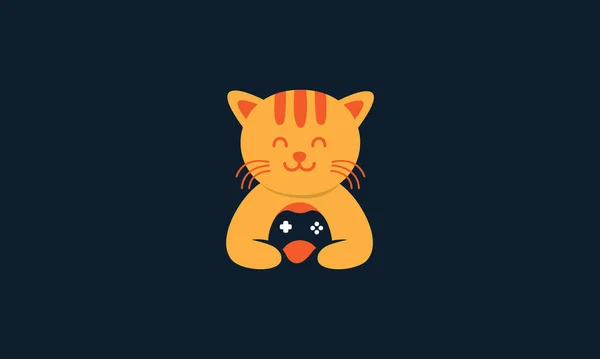 Animaux Animaux Chat Chaton Chaton Avec Bâton Jeu Logo Mignon — Image vectorielle