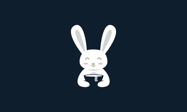 Животные Домашние Животные Кролик Чашей Милый Логотип Векторный Дизайн Иконки — стоковый вектор