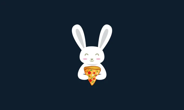 Królik Pizzą Cute Logo Wektor Projekt Ikony — Wektor stockowy