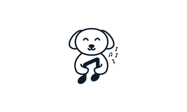 Chien Avec Note Lignes Musique Logo Vectoriel Icône Design — Image vectorielle