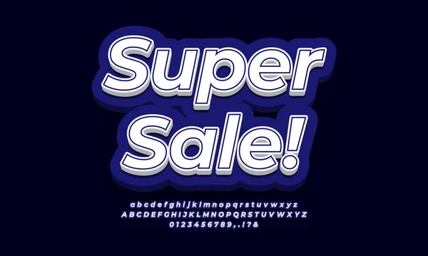 Super Sale Text Template Discount Promotion Text Blue — Stock Vector