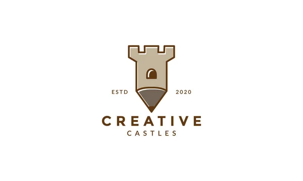 Lápiz Creativo Con Logotipo Del Castillo Icono Del Vector Ilustración — Archivo Imágenes Vectoriales