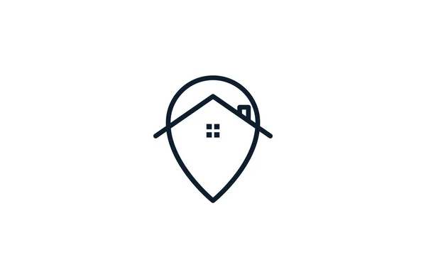 Home Huis Met Pin Kaart Locatie Lijn Logo Vector Pictogram — Stockvector