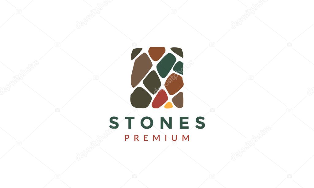 Brick stone gravel wall building colorful logo vector icon illustration design