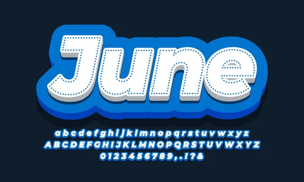 June Month Font Blue Design — Stock Vector