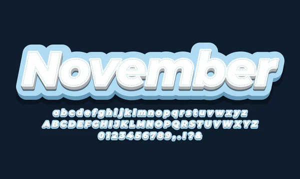 十一月字体3D蓝色设计 — 图库矢量图片