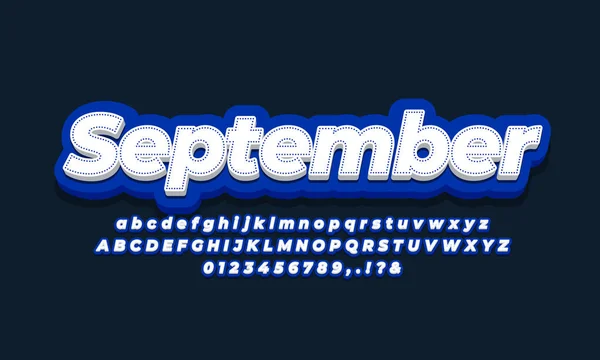 9月フォント3Dブルーデザイン — ストックベクタ