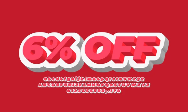 Six Percent Sale Discount Promotion Red White — Stock Vector