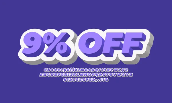 Nine Percent Sale Discount Promotion Purple White — Stock Vector