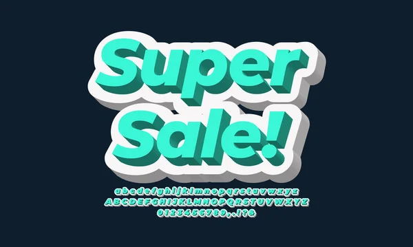 Super Sale Discount Promotion White Cyan — Stock Vector