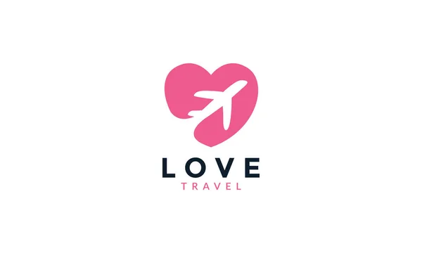 Transport Niebo Samolot Podróż Logo Miłości Wektor Ikona Ilustracja Projekt — Wektor stockowy