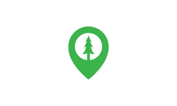 スプルースパインモミの木ピンマップの場所のロゴベクトルアイコンイラストデザイン — ストックベクタ