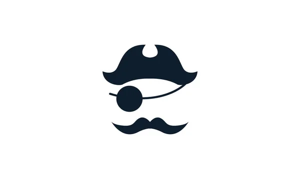 Piraten Silhouette Mit Bart Einfach Logo Vektor Symbol Illustration Design — Stockvektor
