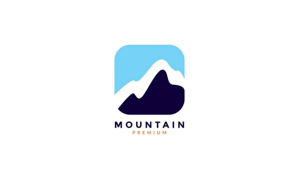 Simple Montagne Bleue Avec Logo Carré Arrondi Vecteur Icône Illustration — Image vectorielle