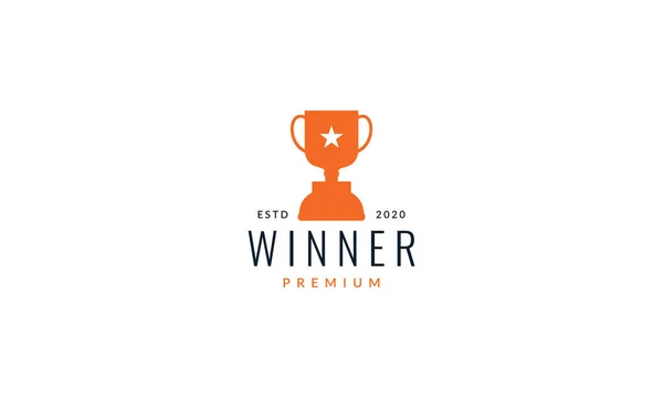 Ganar Trofeo Simple Ganador Con Logotipo Estrella Vector Icono Ilustración — Vector de stock