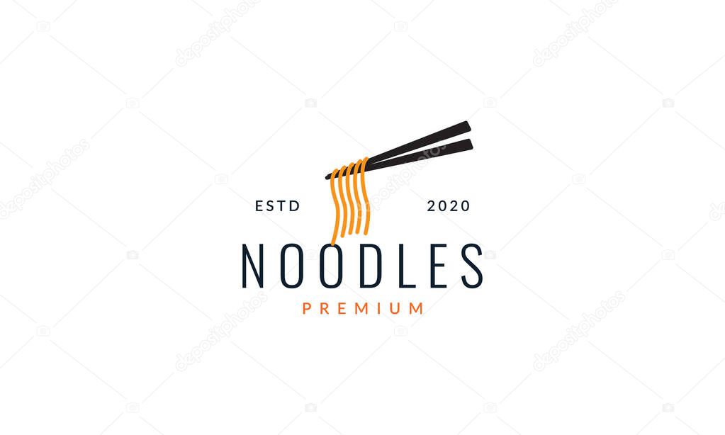 chopsticks with noodle simple food logo vector icon illustration design