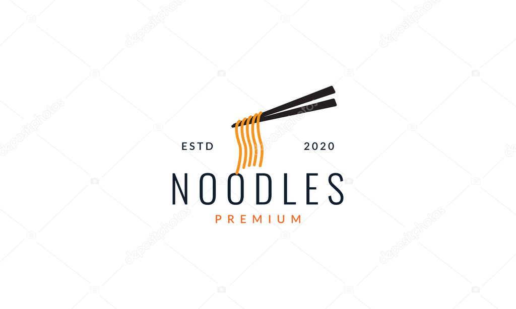 Chopsticks with noodle simple food logo vector icon illustration design