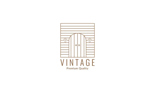 Linha Vintage Simples Porta Casa Exterior Logotipo Vetor Ícone Ilustração — Vetor de Stock