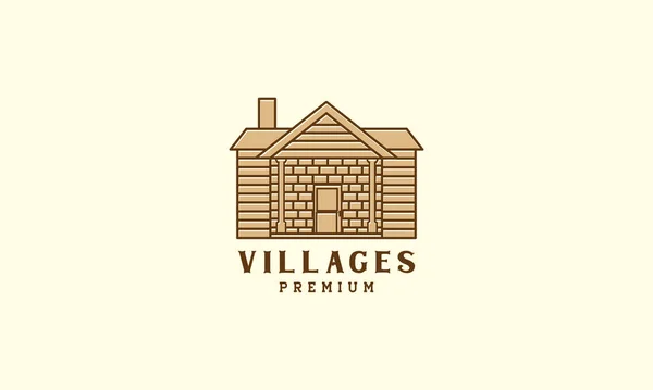 Maison Maison Simple Ligne Bois Vintage Hipster Logo Icône Vectoriel — Image vectorielle