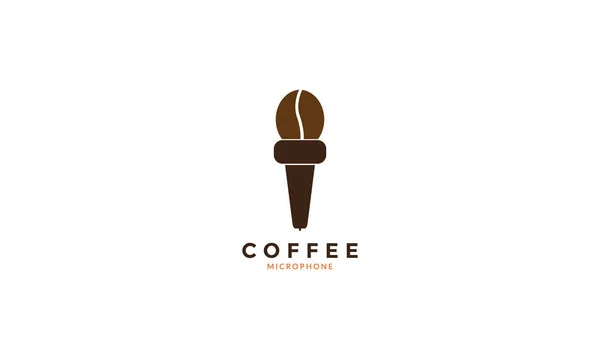Grano Café Con Micrófono Logotipo Vector Icono Diseño Ilustración — Vector de stock