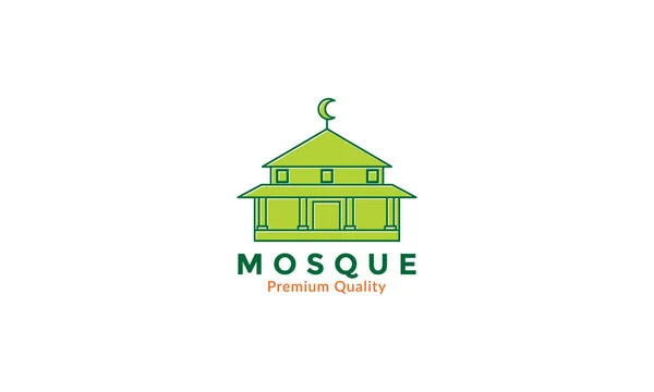 Sala Oração Mesquita Verde Logotipo Simples Ícone Vetor Ilustração Design — Vetor de Stock