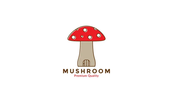 Champignon Avec Porte Maison Logo Vecteur Icône Conception Illustration — Image vectorielle