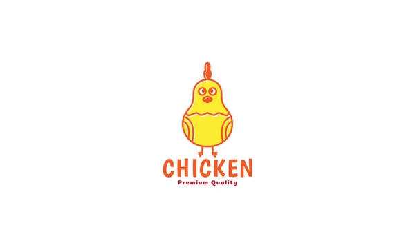 Animal Pets Chicken Rooster Cute Yellow Logo Vector Icon Illustration — Stock Vector