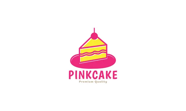 Kolorowe Ciasto Smaczny Żółty Różowy Logo Wektor Ikona Ilustracja Projekt — Wektor stockowy