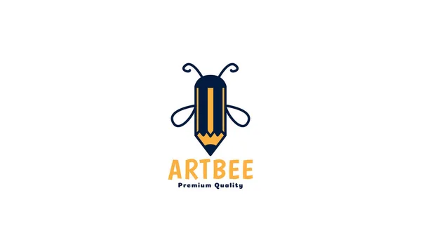 Kreativer Bleistift Mit Insekt Biene Honig Logo Vektor Symbol Illustration — Stockvektor