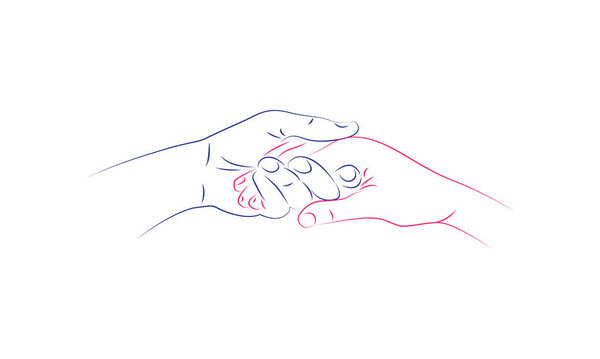 two hand helping line logo symbol icon vector graphic design 