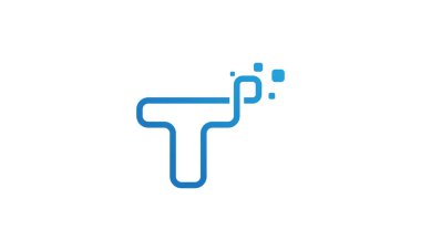 T harfi data teknisyeni logo simgesi vektör grafik tasarımı 