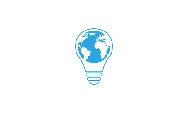 Ampoule Lampe Avec Ligne Monde Globe Logo Icône Symbole Vectoriel — Image vectorielle