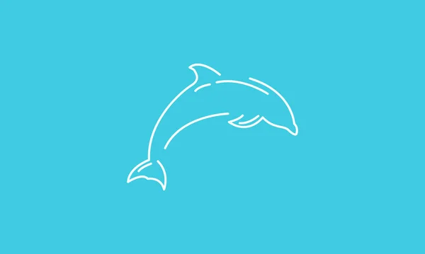 Djur Fisk Delfiner Linje Konst Enkel Logotyp Symbol Ikon Vektor — Stock vektor