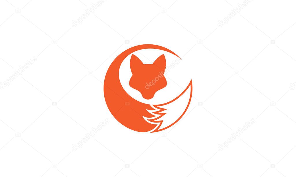 Fox head with tail modern logo symbol icon vector graphic design