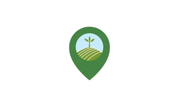 緑の農業ピンマップの場所のロゴのシンボルアイコンベクトルグラフィックデザインイラスト — ストックベクタ