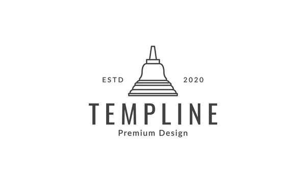 Línea Simple Templo Tradicional Símbolo Icono Vector Gráfico Diseño Ilustración — Vector de stock