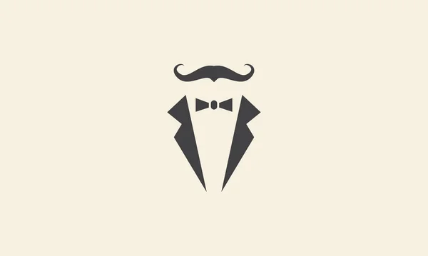 Costume Silhouette Avec Moustache Logo Icône Vectoriel Illustration Conception Graphique — Image vectorielle